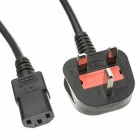 SWE-TECH 3C England / UK Computer/Monitor Power Cord with Fuse, BS 1363 to C13, VDE Approved, 6 foot FWT10W1-12206